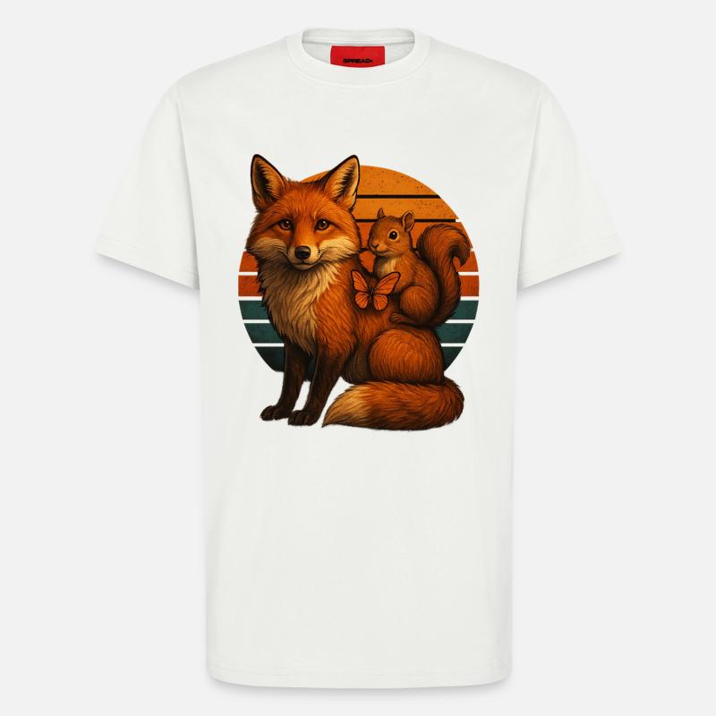 Fuchs Eichhörnchen Retro Tierfreunde - T-Shirt - made by SPREAD - OFF WHITE