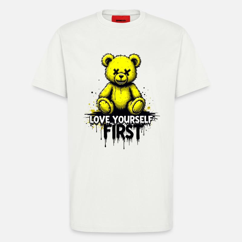 Love Yourself First Teddy Bear Graffiti - T-Shirt - made by SPREAD - OFF WHITE