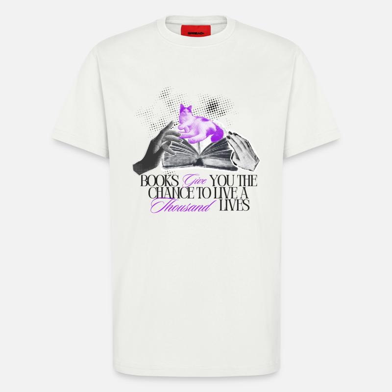Bücher geben Dir tausend Leben - T-Shirt - made by SPREAD - OFF WHITE