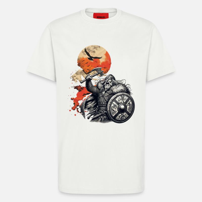 Wikinger Krieger mit Axt und Schild - T-Shirt - made by SPREAD - OFF WHITE
