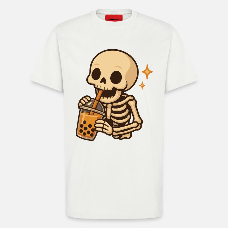 Skeleton with Bubble Tea kawaii Skeleton - T-Shirt - made by SPREAD - OFF WHITE