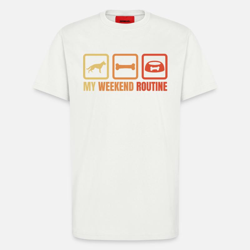 German Shepherd Weekend Routine - T-Shirt - made by SPREAD - OFF WHITE