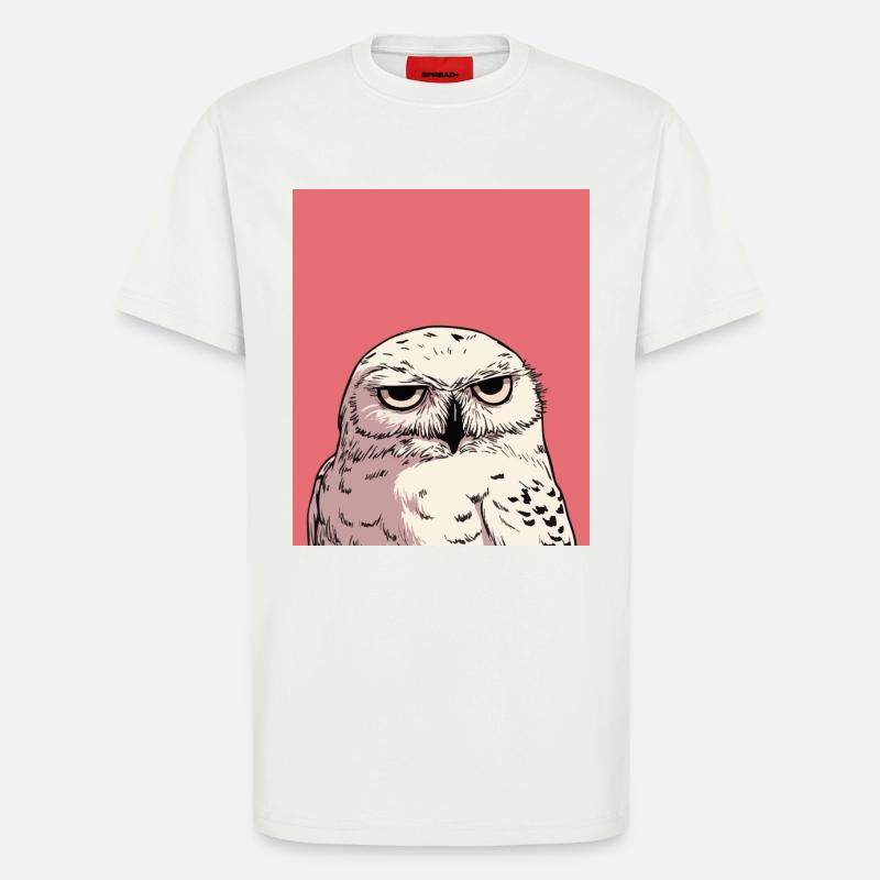 Grumpy Owl Illustration – Urteilende Tierkunst De - T-Shirt - made by SPREAD - OFF WHITE