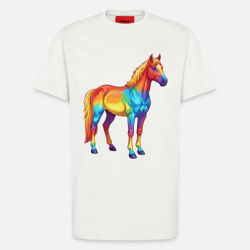 Buntes Pferderegenbogen-Pop-Art-Aquarell - T-Shirt - made by SPREAD - OFF WHITE