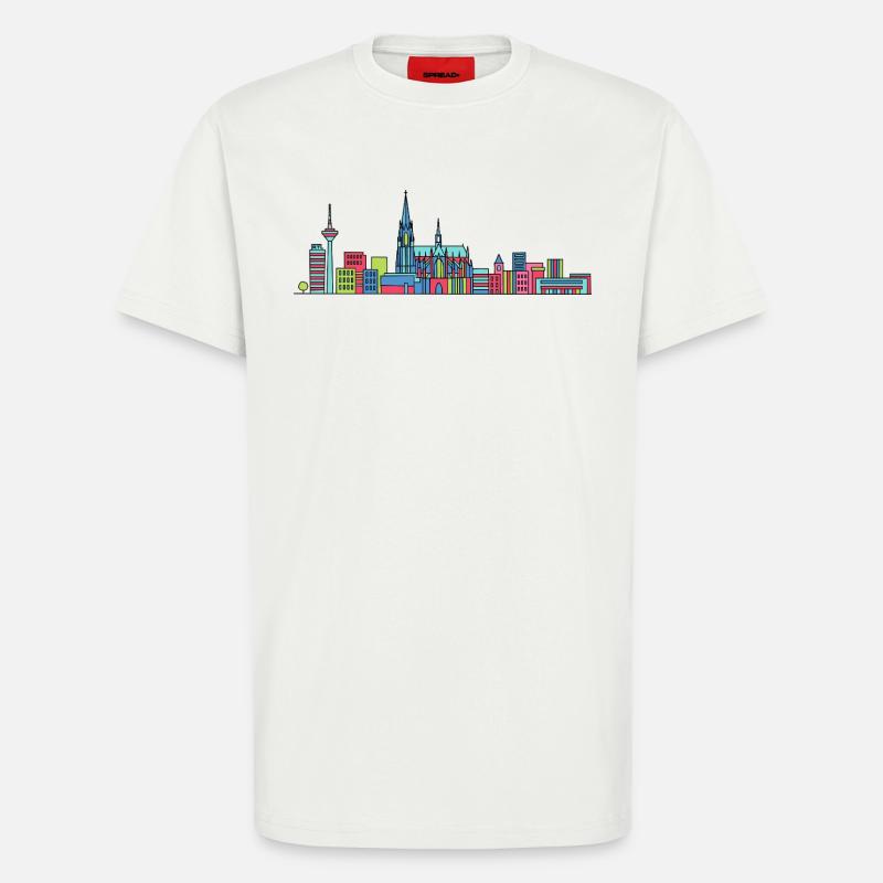 Kölner Stadtschirm Dom: Moderne Linienkunst - T-Shirt - made by SPREAD - OFF WHITE