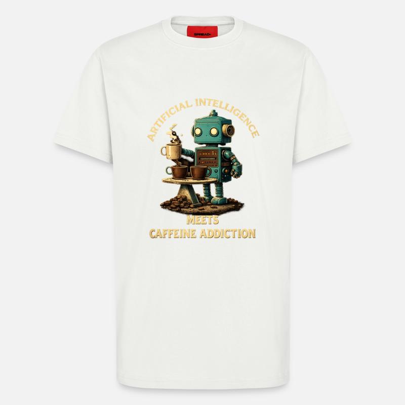 Kaffeeroboter – Künstliche Intelligenz trifft Koff - T-Shirt - made by SPREAD - OFF WHITE