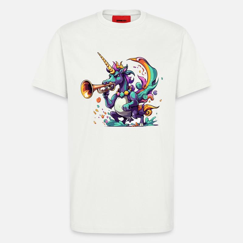 Farbexplosion Einhorn-Trompeter - T-Shirt - made by SPREAD - OFF WHITE