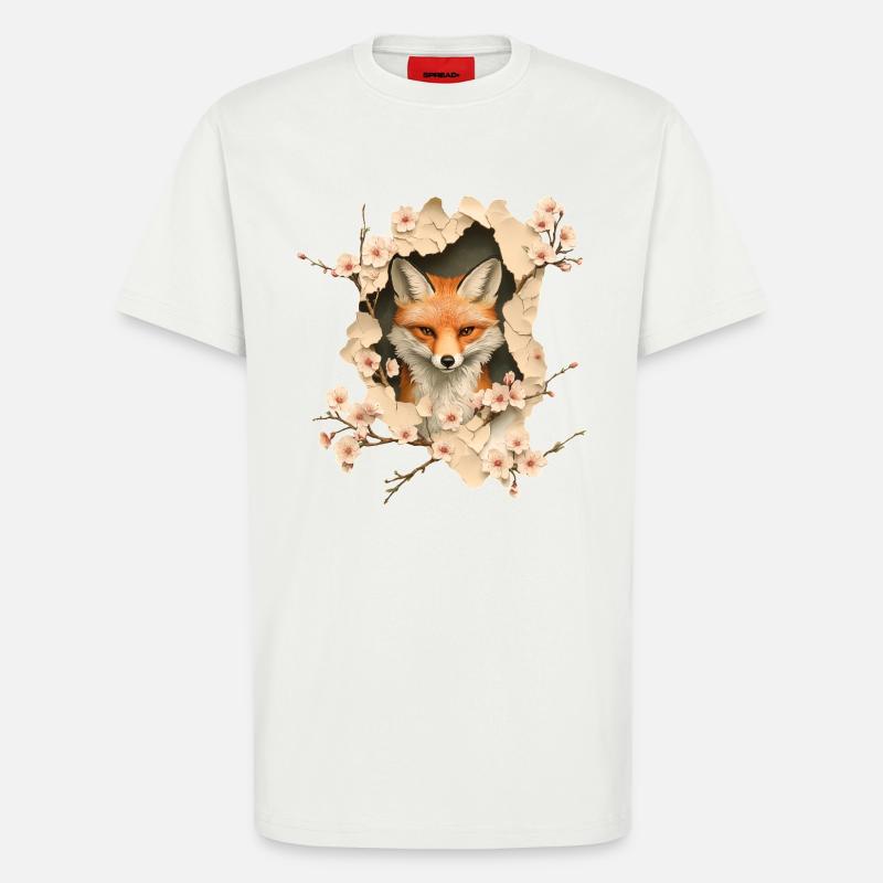Fuchs mit Kirschblüten - T-Shirt - made by SPREAD - OFF WHITE