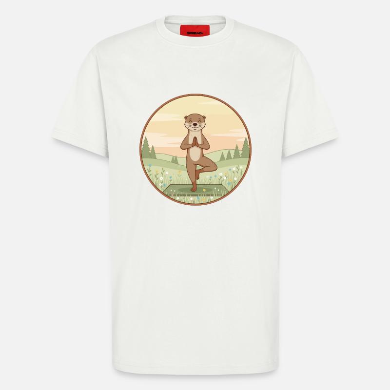 Yoga Otter Animal Doing Tree Pose - T-Shirt - made by SPREAD - OFF WHITE