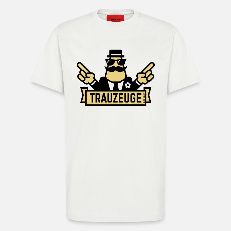Gesto con la mano da testimone (addio al celibato/addio al celibato / 2C) - Maglietta ecologica casual Made in UE - OFF WHITE