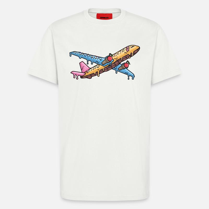 Flugzeug Flieger Eiscreme Kinder Jungen Pilot - T-Shirt - made by SPREAD - OFF WHITE