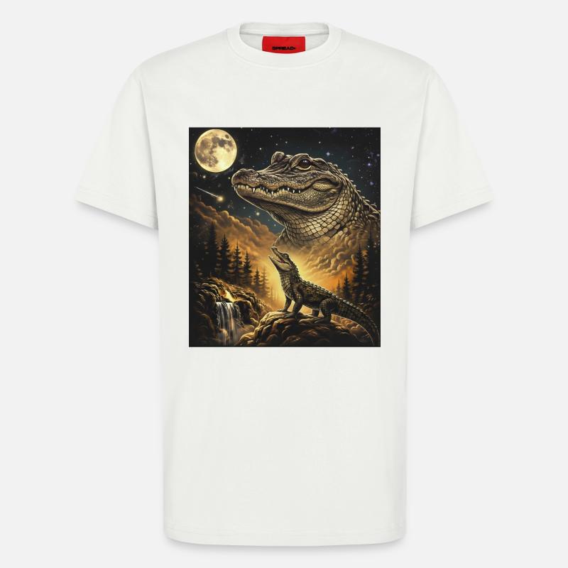 Moon Crocodile Forest Howl Moonlight - T-Shirt - made by SPREAD - OFF WHITE