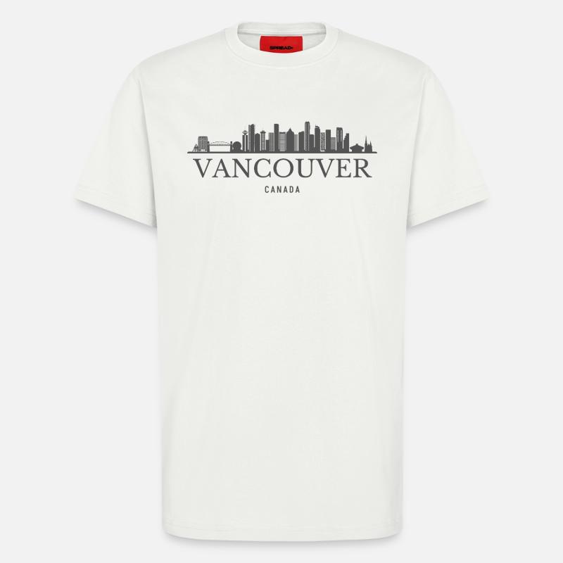 Vancouver Canada, silhouette de Vancouver - T-shirt bio décontracté fabriqué en UE - OFF WHITE