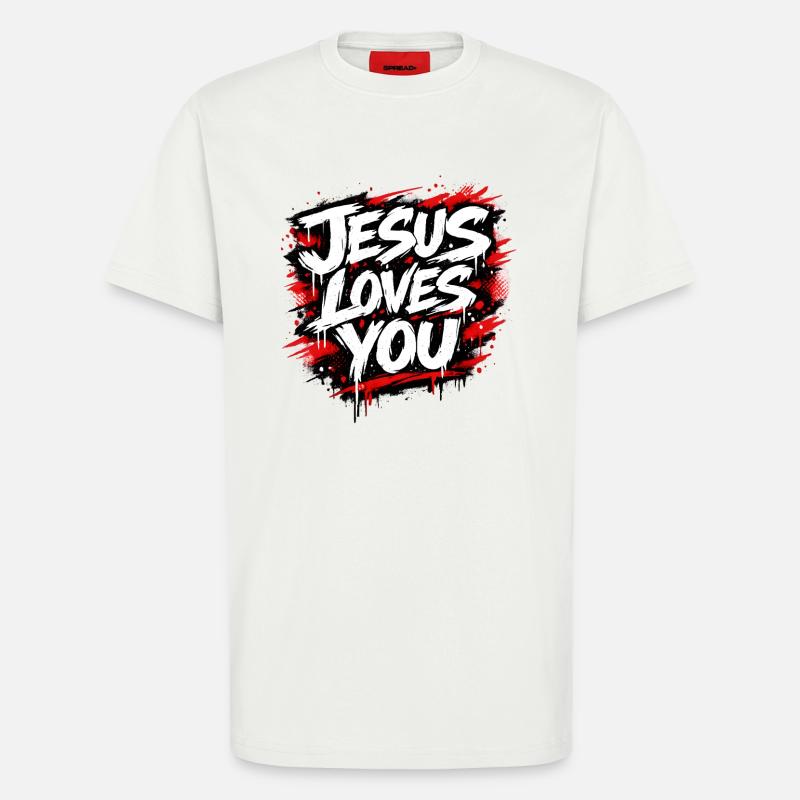 Jesus liebt dich Graffiti Statement - T-Shirt - made by SPREAD - OFF WHITE