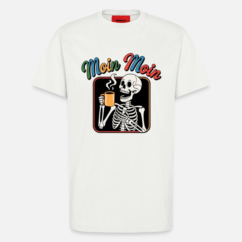 Café Squelette Moin Moin - T-shirt bio décontracté fabriqué en UE - OFF WHITE