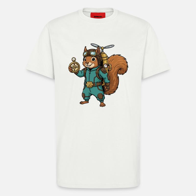 Squirrel Steampunk Aviator Jetpack-Kompass - T-Shirt - made by SPREAD - OFF WHITE