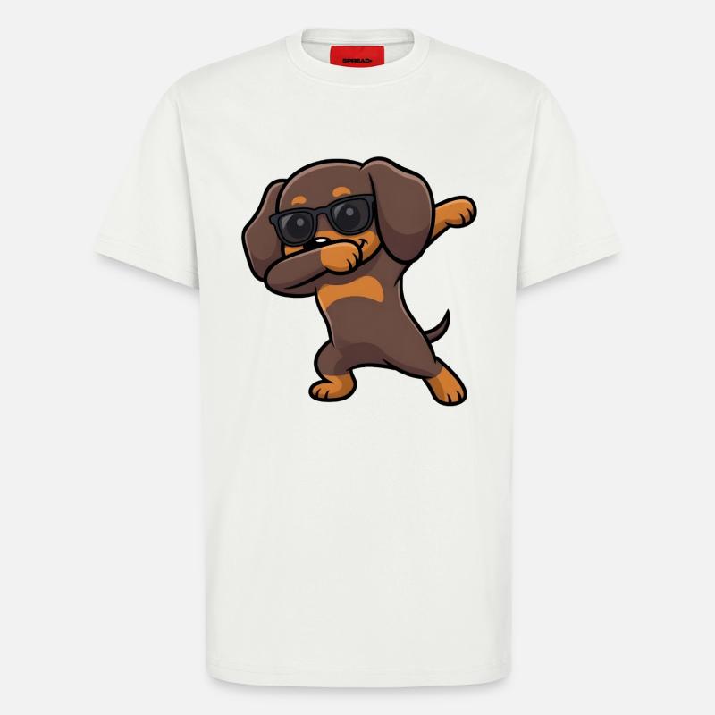Dabbing Dackel alias Teckel - T-shirt bio décontracté fabriqué en UE - OFF WHITE
