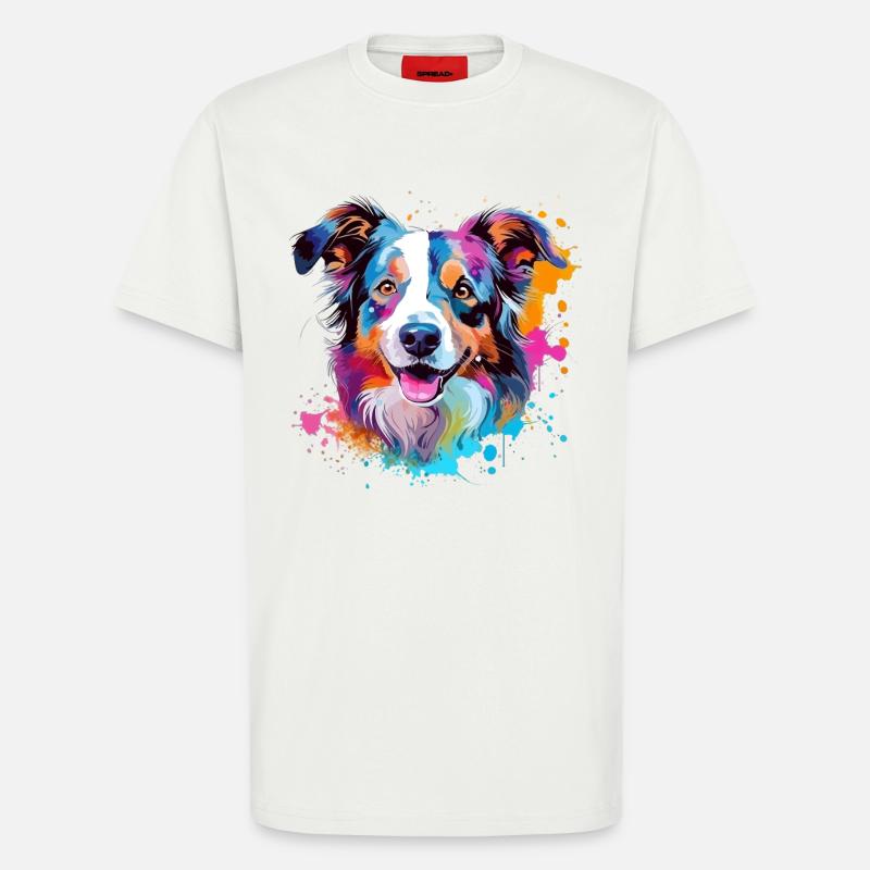 Hund Australian Shepherd Bunte Splash-Kunst - T-Shirt - made by SPREAD - OFF WHITE