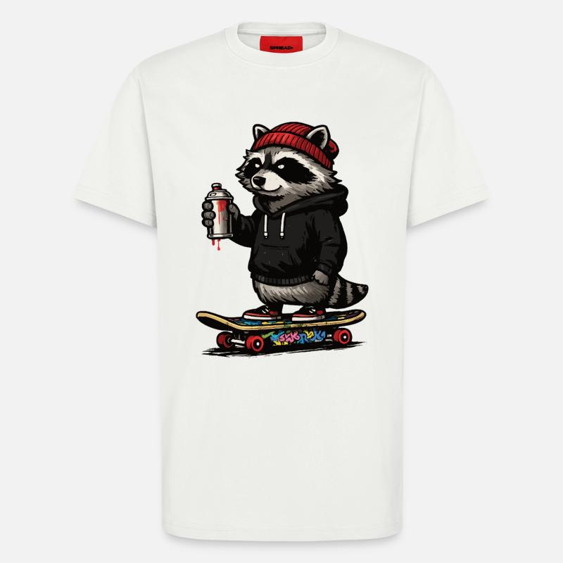 Waschbär Skate Graffiti - T-Shirt - made by SPREAD - OFF WHITE