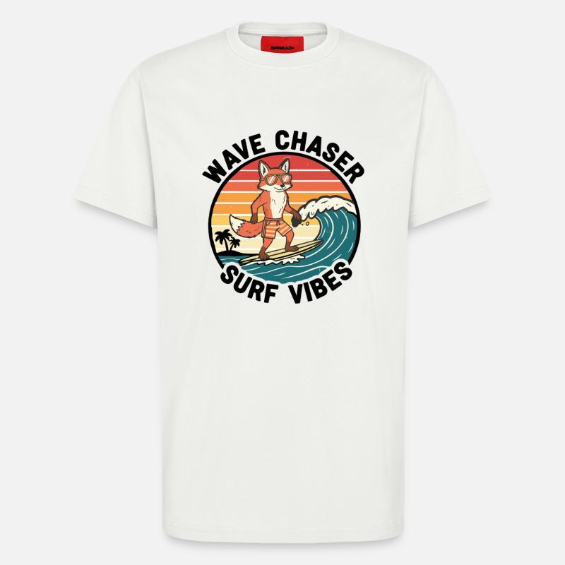 Fox Surfer Wave Chaser Surf-Vibes - T-Shirt - made by SPREAD - OFF WHITE