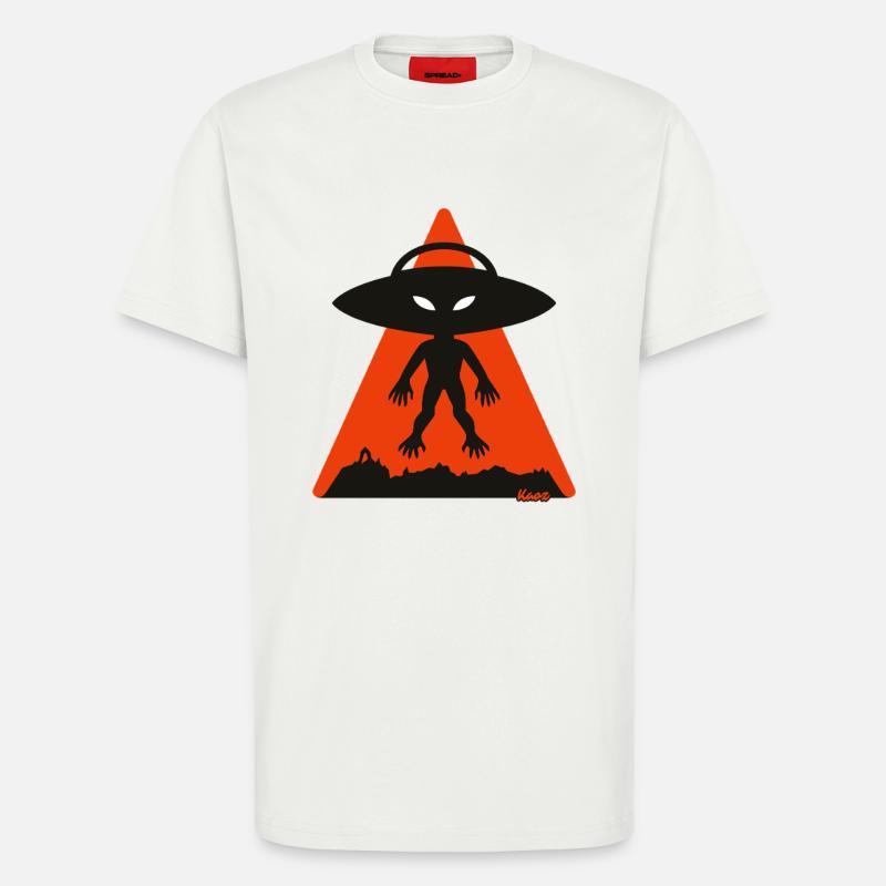 Alien Shadow Under Orange Triangle - T-Shirt - made by SPREAD - OFF WHITE