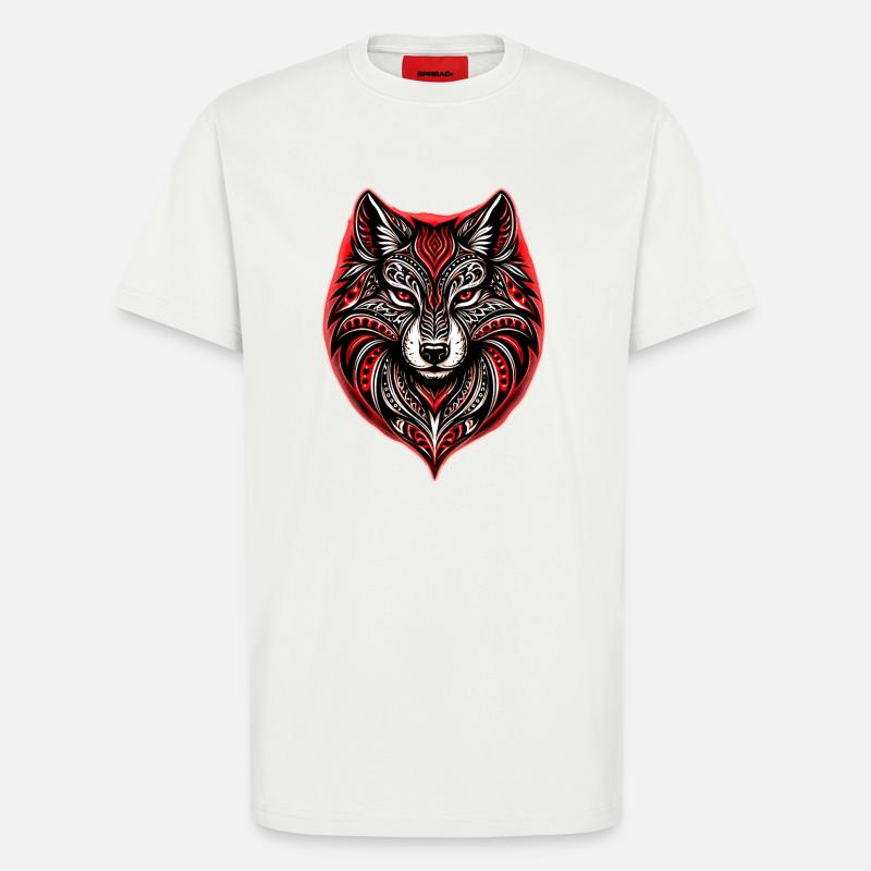Rot-Schwarzer Stammeswolf - T-Shirt - made by SPREAD - OFF WHITE