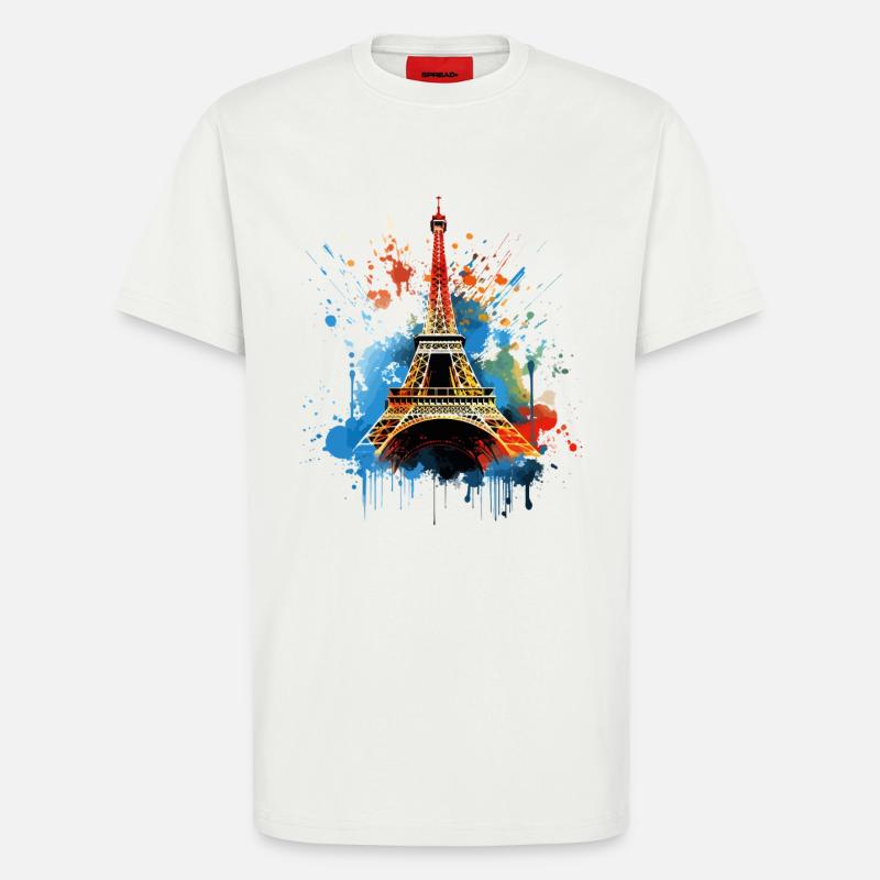 Paris Eiffeltårnets Skyline Frankrig Splash Farverig - Organic relaxed T-shirt made in EU - OFF WHITE