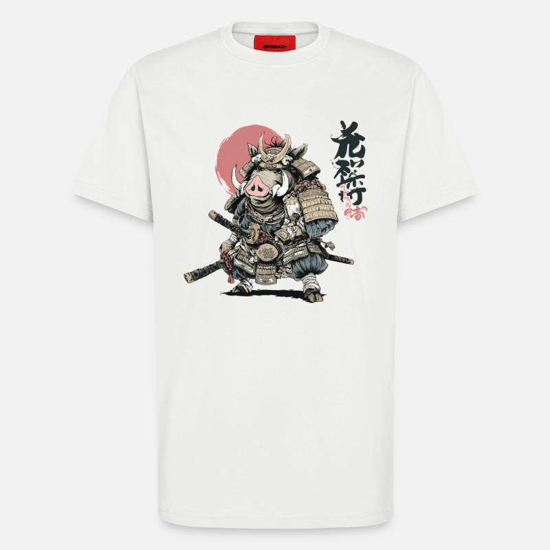 Wildschwein-Samurai-Krieger in Rüstung - T-Shirt - made by SPREAD - OFF WHITE