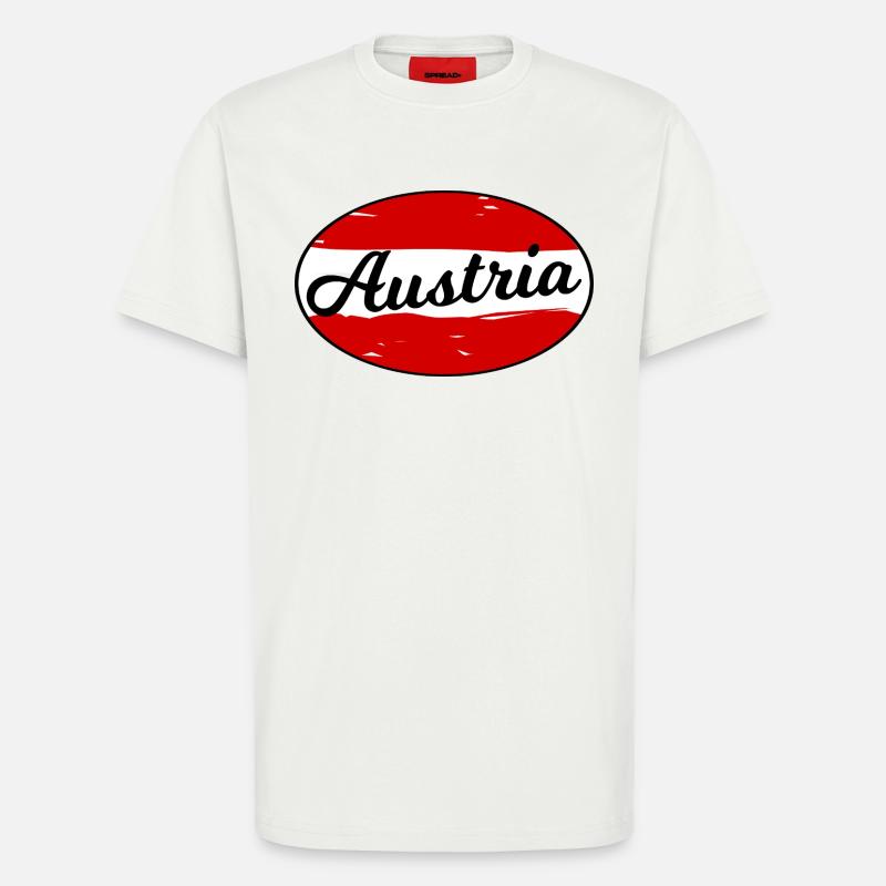 Austria Script Logo auf Rot - T-Shirt - made by SPREAD - OFF WHITE