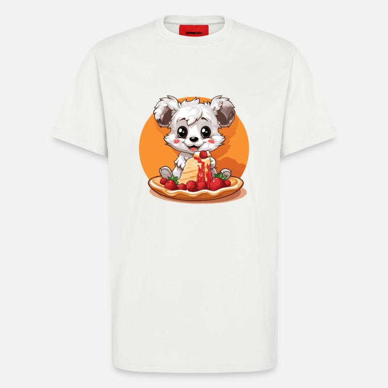 Kawaii Panda mit Pancake-Torte - T-Shirt - made by SPREAD - OFF WHITE