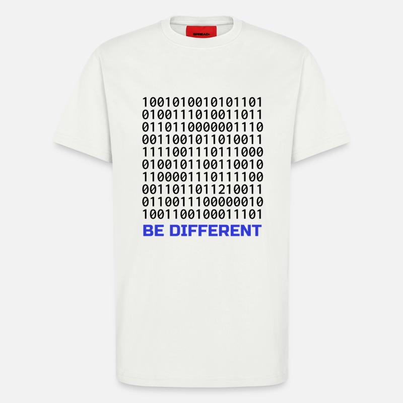 Be Different: Binäres Muster mit Botschaft - T-Shirt - made by SPREAD - OFF WHITE