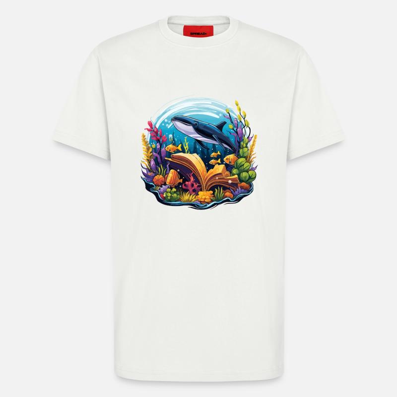 Unterwasserbuchparadies mit Wal - T-Shirt - made by SPREAD - OFF WHITE