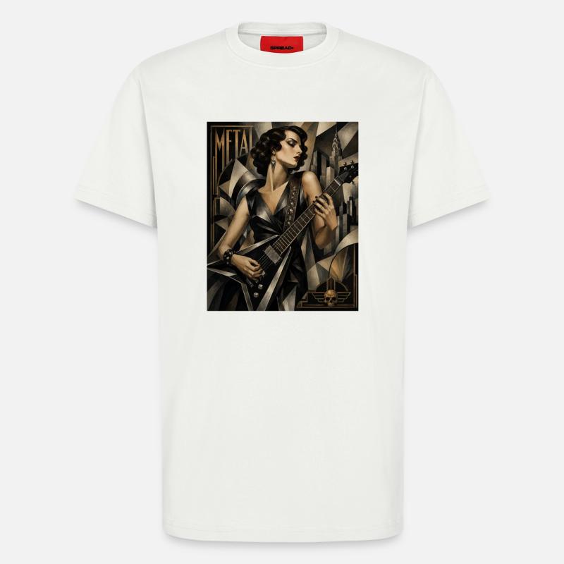 Gothic Gitarrenheldin Deco Stil - T-Shirt - made by SPREAD - OFF WHITE