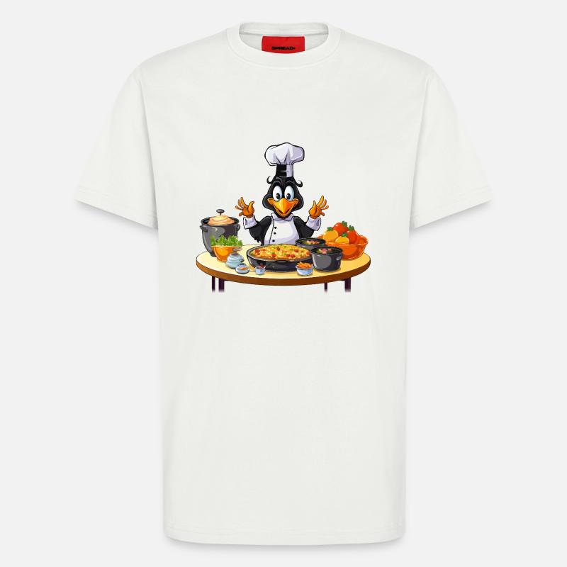 Kitchen Duck Chef Design - T-shirt bio décontracté fabriqué en UE - OFF WHITE