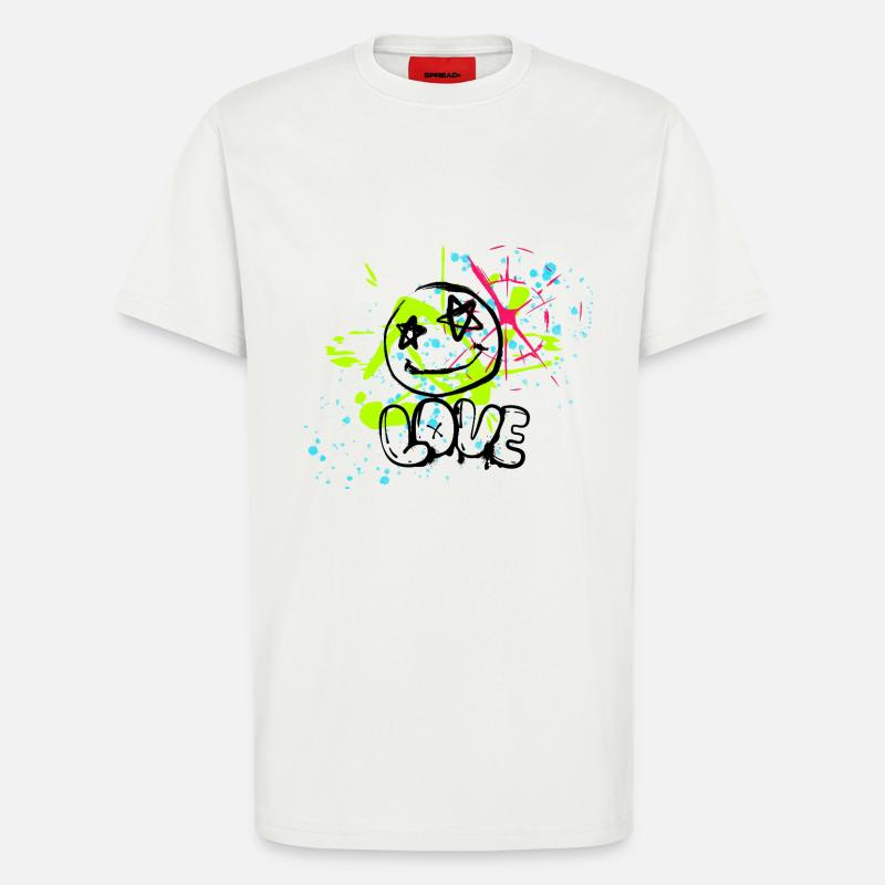 Chaos de néons et éclaboussures - T-shirt bio décontracté fabriqué en UE - OFF WHITE