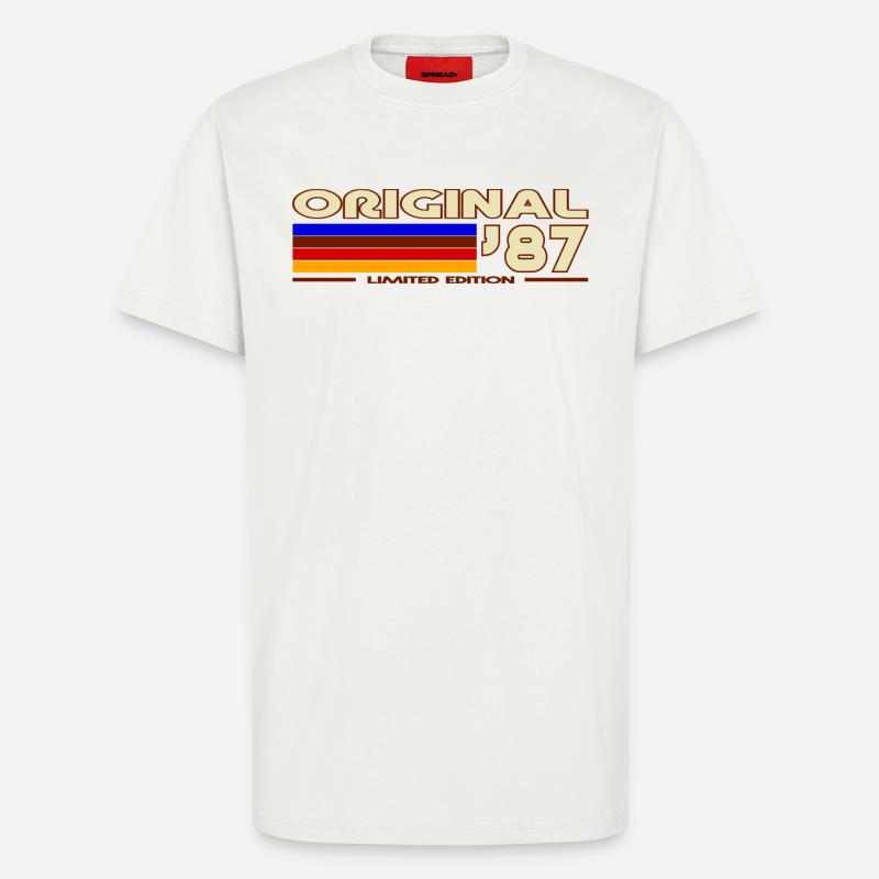 Original 87 Rayures rétro - T-shirt bio décontracté fabriqué en UE - OFF WHITE