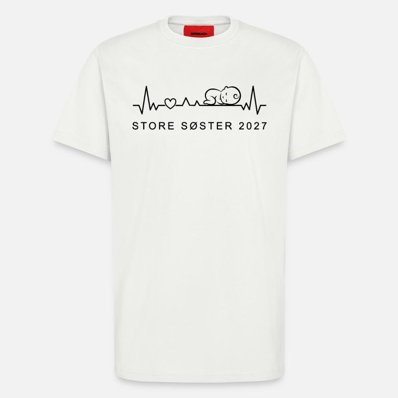 Große Schwester 2027 Herzschlag Dänisch - T-Shirt - made by SPREAD - OFF WHITE