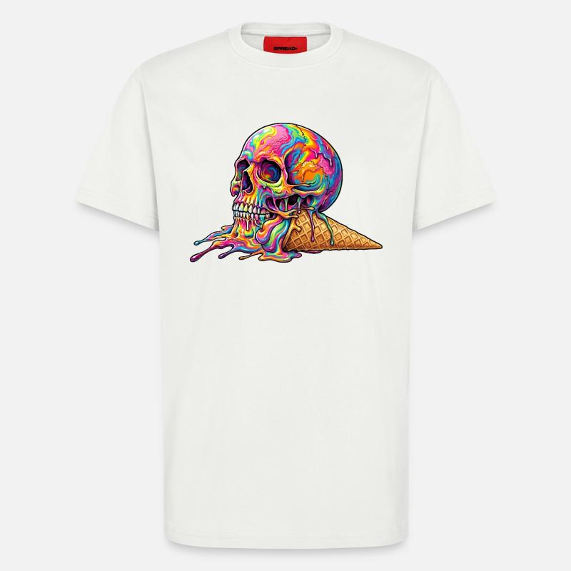Cream Skull - T-shirt bio décontracté fabriqué en UE - OFF WHITE
