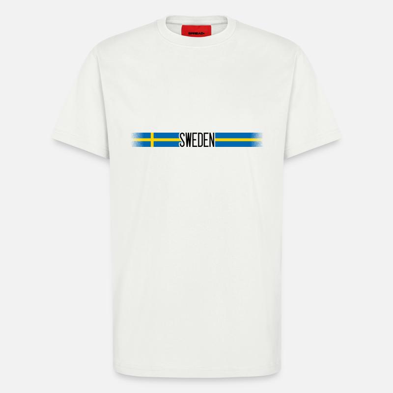 Suède Drapeau / bannière 005 conceptions rondes - T-shirt bio décontracté fabriqué en UE - OFF WHITE