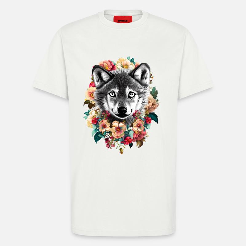 Wolf Blumen - T-Shirt - made by SPREAD - OFF WHITE