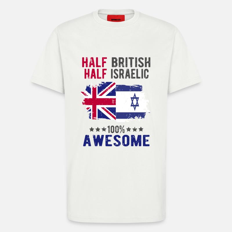 Moitié britannique moitié Isreali - T-shirt bio décontracté fabriqué en UE - OFF WHITE