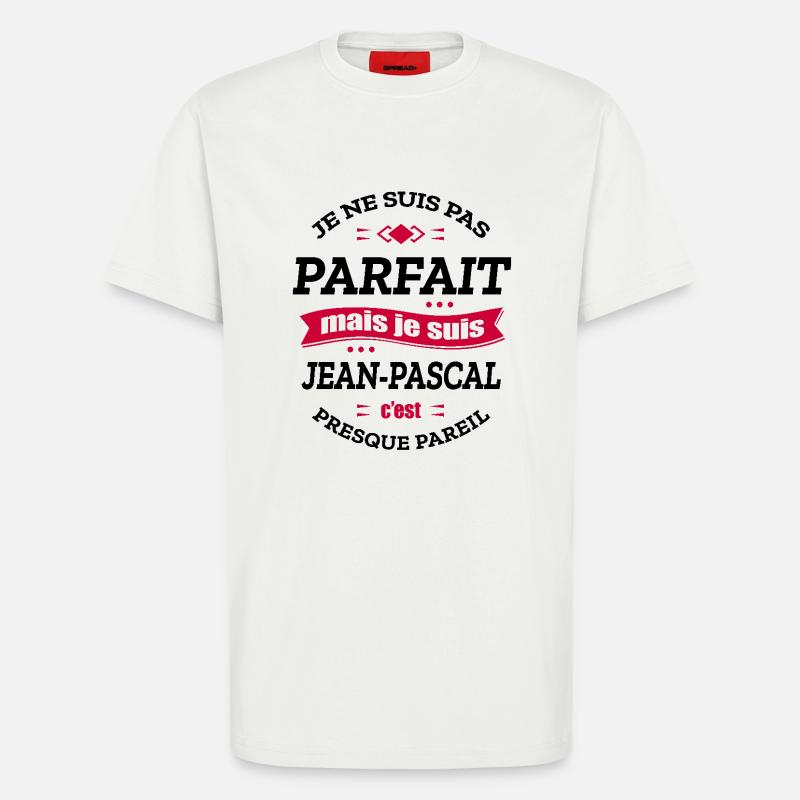 JEAN-PASCAL PARFAIT - PRENOM JEAN-PASCAL - T-shirt bio décontracté fabriqué en UE - OFF WHITE