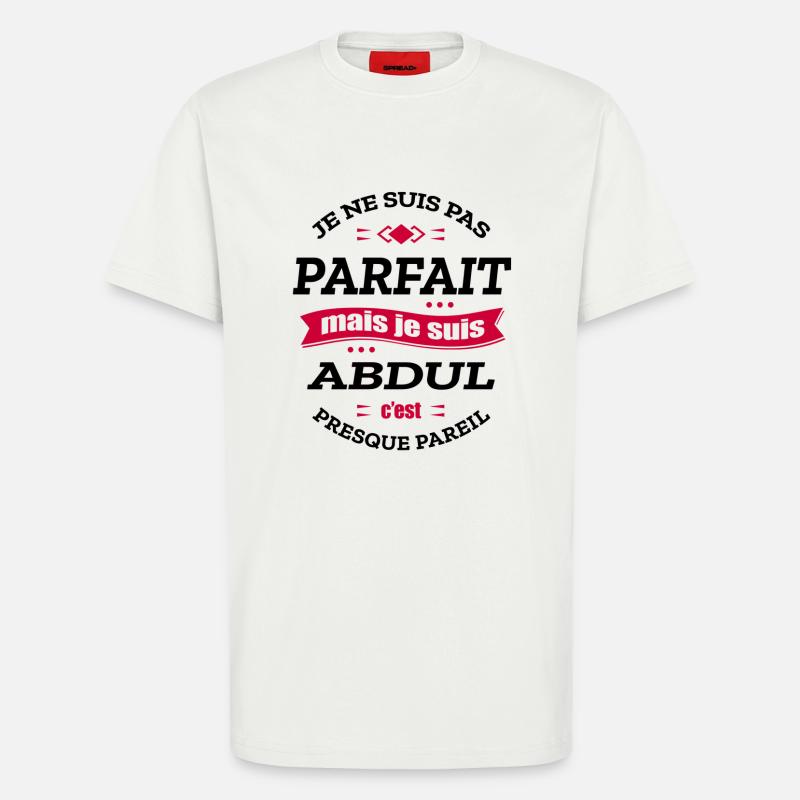 ABDUL PARFAIT - PRENOM ABDUL - T-shirt bio décontracté fabriqué en UE - OFF WHITE
