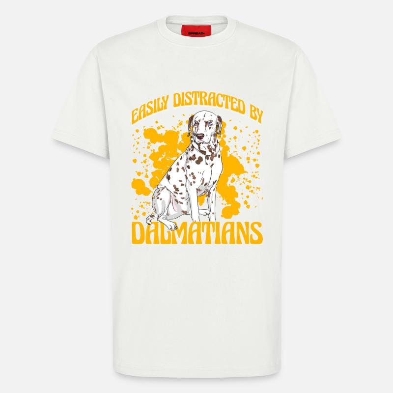 Facilement distrait mes Dalmatiens - T-shirt bio décontracté fabriqué en UE - OFF WHITE