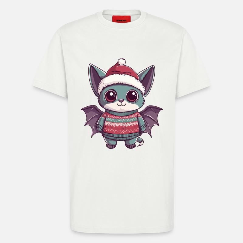 Fledermaus Weihnachten Comic - T-Shirt - made by SPREAD - OFF WHITE