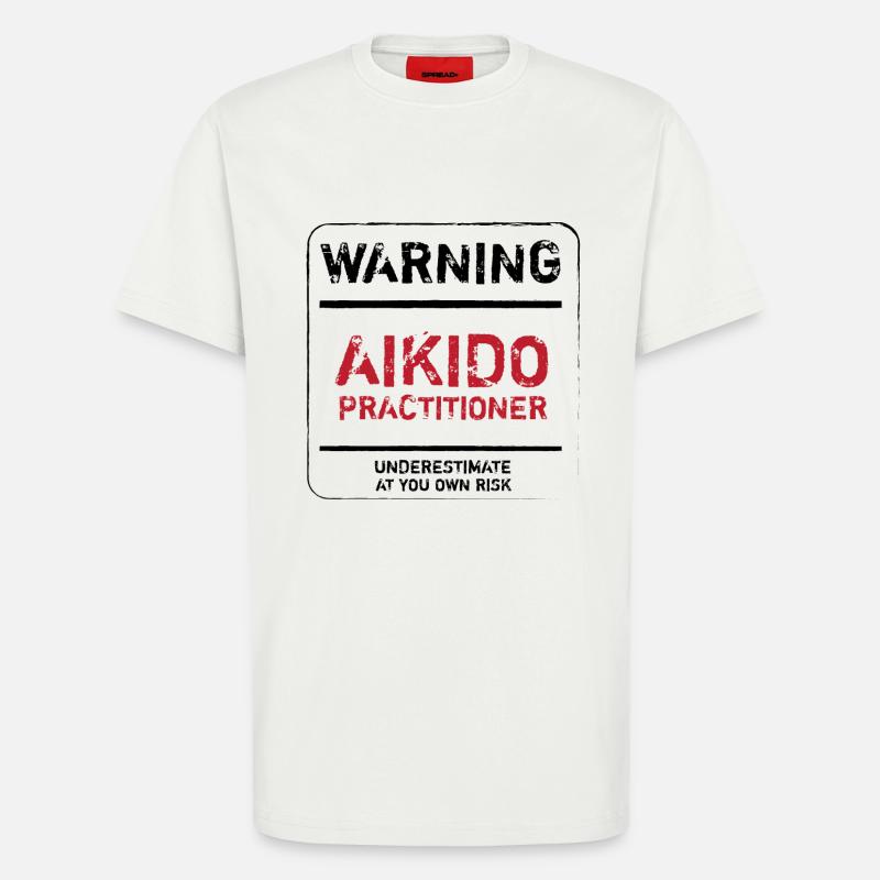 ADVARSEL AIKIDO PRACTITIONER - AIKIDO T-Shirt - Organic relaxed T-shirt made in EU - OFF WHITE
