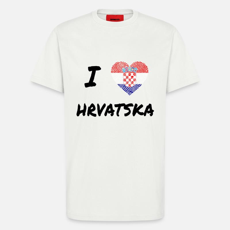 Amour pour la Croatie - T-shirt bio décontracté fabriqué en UE - OFF WHITE