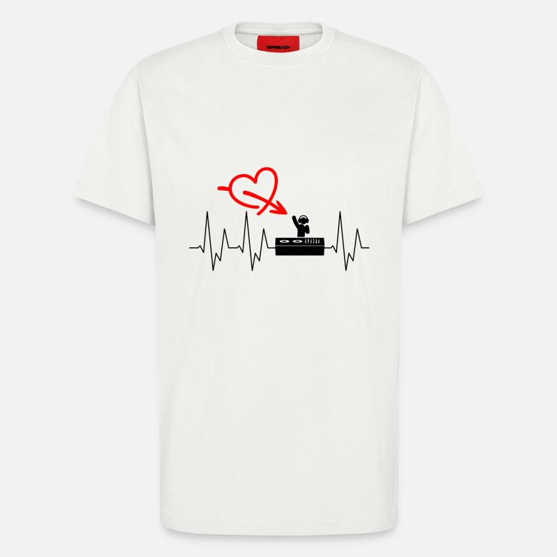 Techno - Mischpult - Schalplatten - DJ - Kopfhörer - T-Shirt - made by SPREAD - OFF WHITE