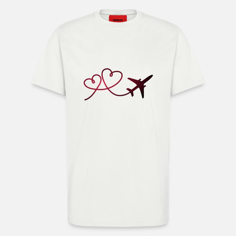 Flugzeug Flieger mit Herz - T-Shirt - made by SPREAD - OFF WHITE