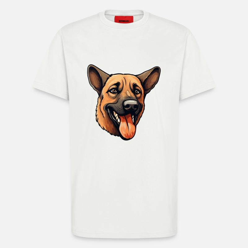 Malinois Dog Face - Compagnon Pawsome - T-shirt bio décontracté fabriqué en UE - OFF WHITE